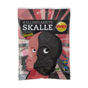 bubs raspberry and salt liquorice foam skulls (90g)