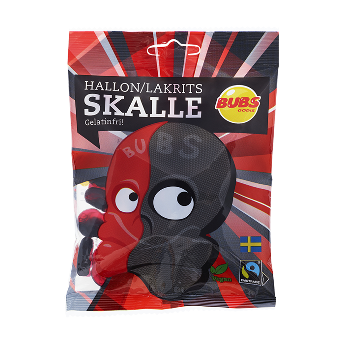 bubs raspberry liquorice skull (90g)