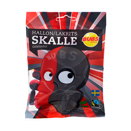 bubs raspberry liquorice skull (90g)